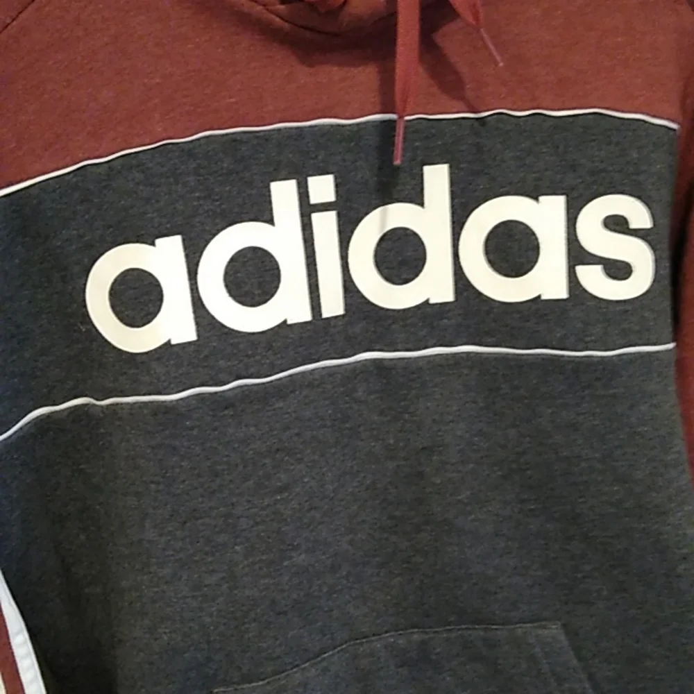 Adidas Hooded Sweatshirt Adidas Legecy Red & Grey with White Accents. Mens Sz S. - Picture 5 of 5